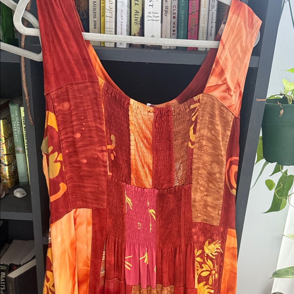 Boho Patchwork Maxi Dress in Rust & Orange - Picture 4 of 4